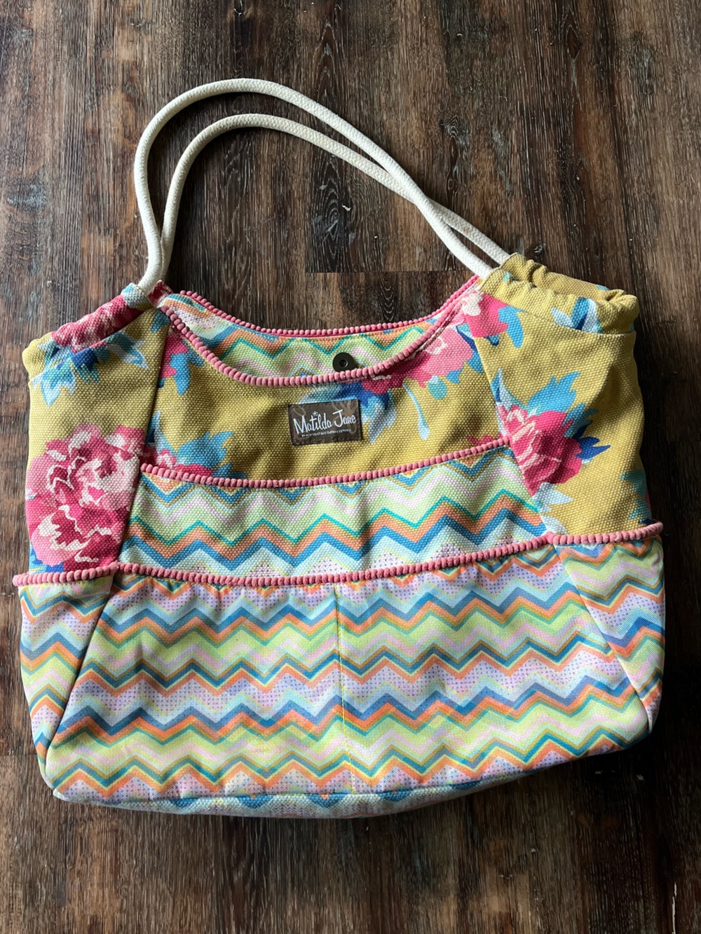 Matilda Jane Floral Chevron Drawstring shoulder bag